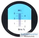 Skala optyczna Brix 0–5 z oznaczeniem 20 °C.