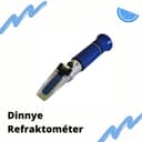 Niebieski refraktometr ręczny z węgierskim napisem „Dinnye Refraktométer”.